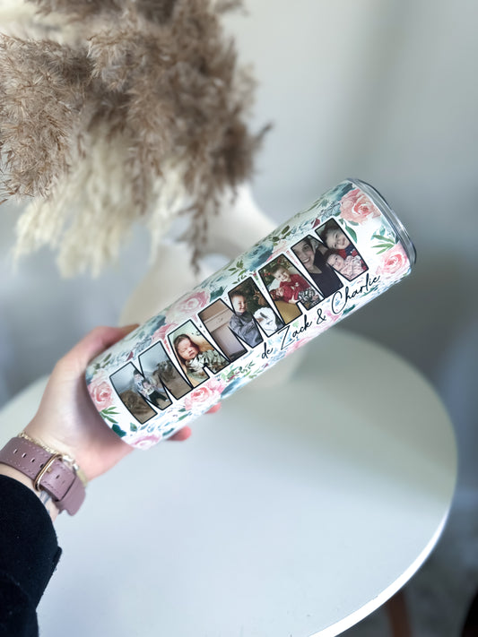 Personalized Floral Photo Tumbler