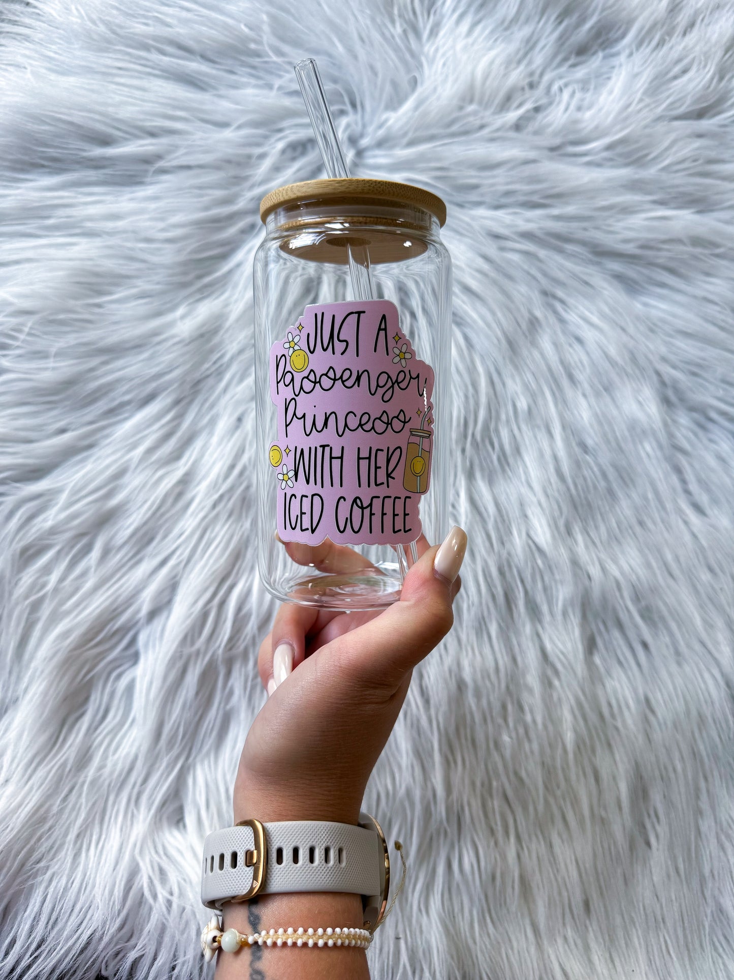 16 Oz Glass with Bamboo Lid Passenger Princess