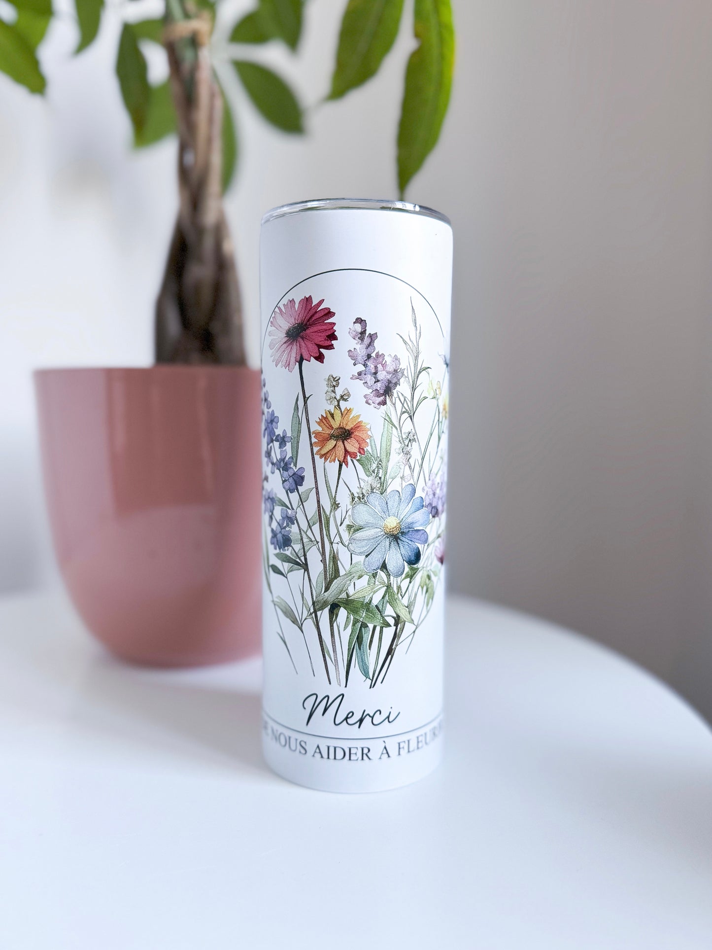 READY TO SHIP Merci De Nous Aider A Fleurir Tumbler