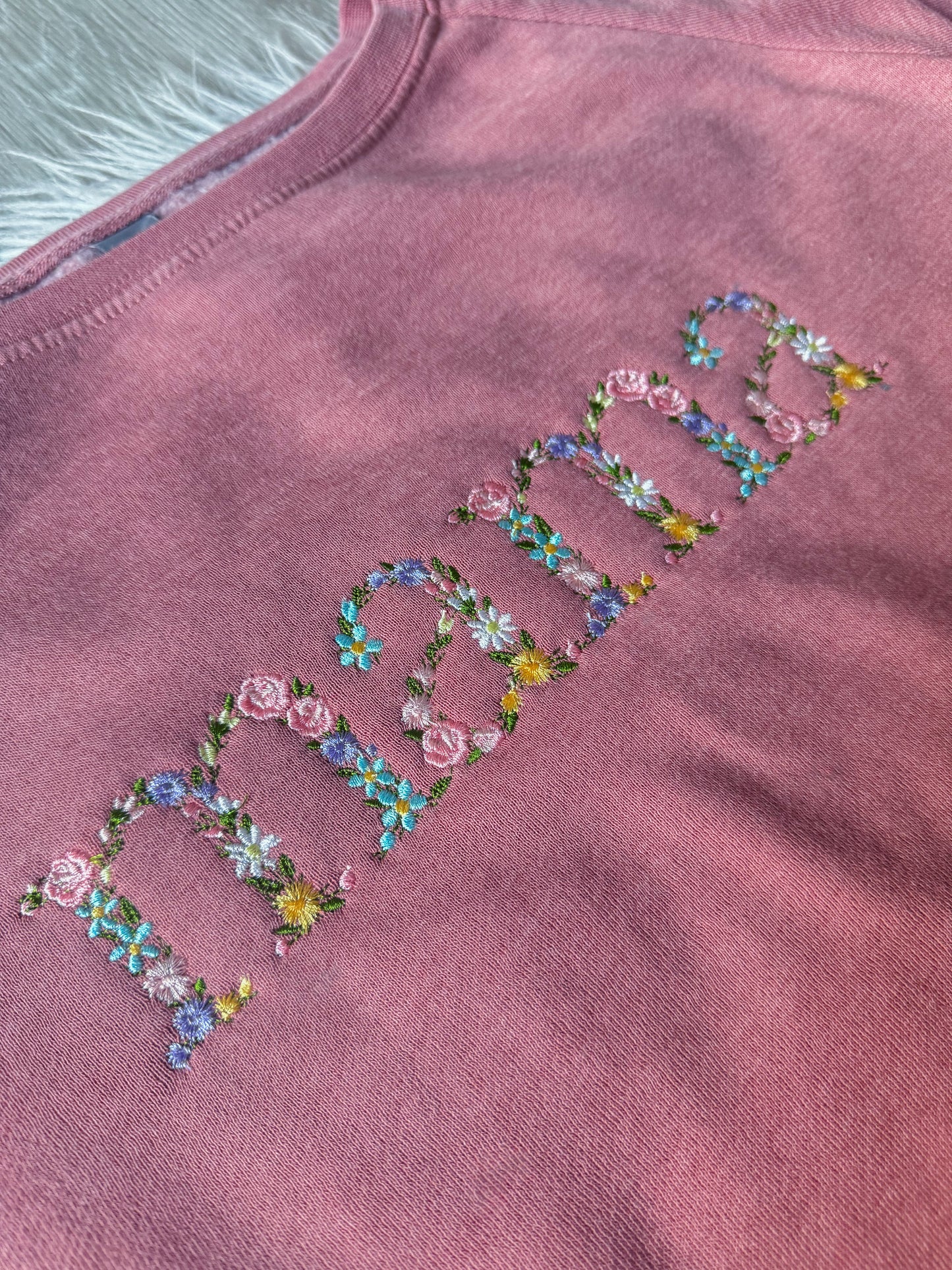 READY TO SHIP SMALL Mama Floral Embroidery Crewneck