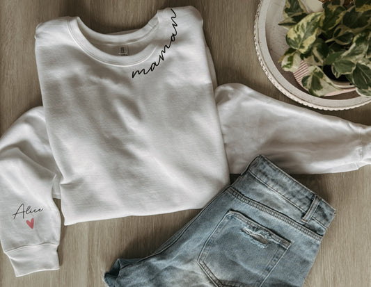 Maman/Mamie Avec Noms d'enfants Crewneck