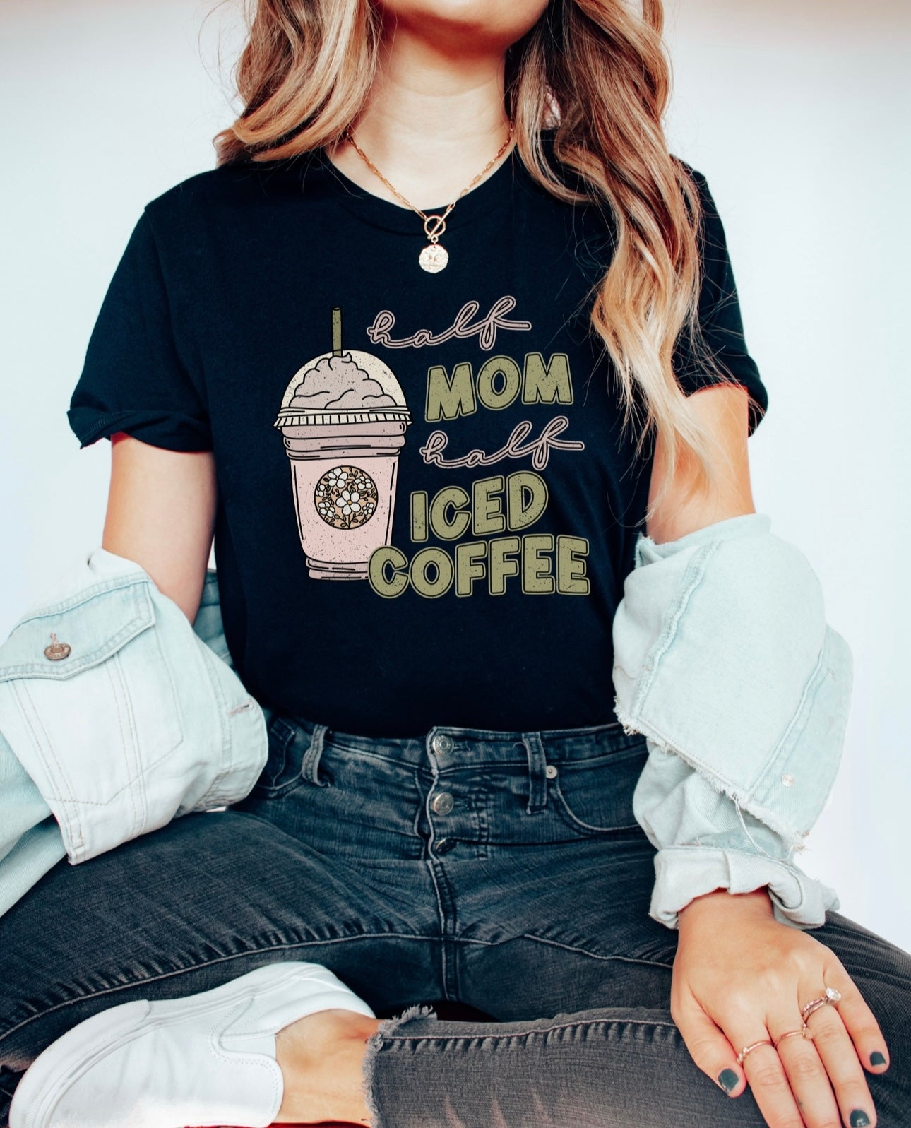 Half Mom Half Iced Coffee T-Shirt