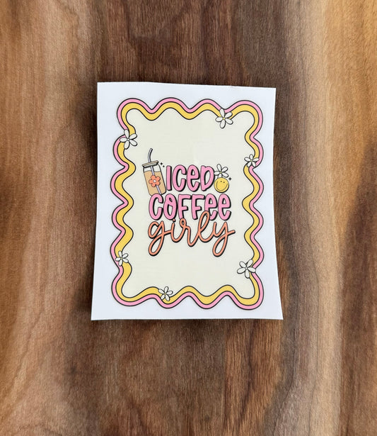 Iced Coffee Girly UV Dtf Sticker