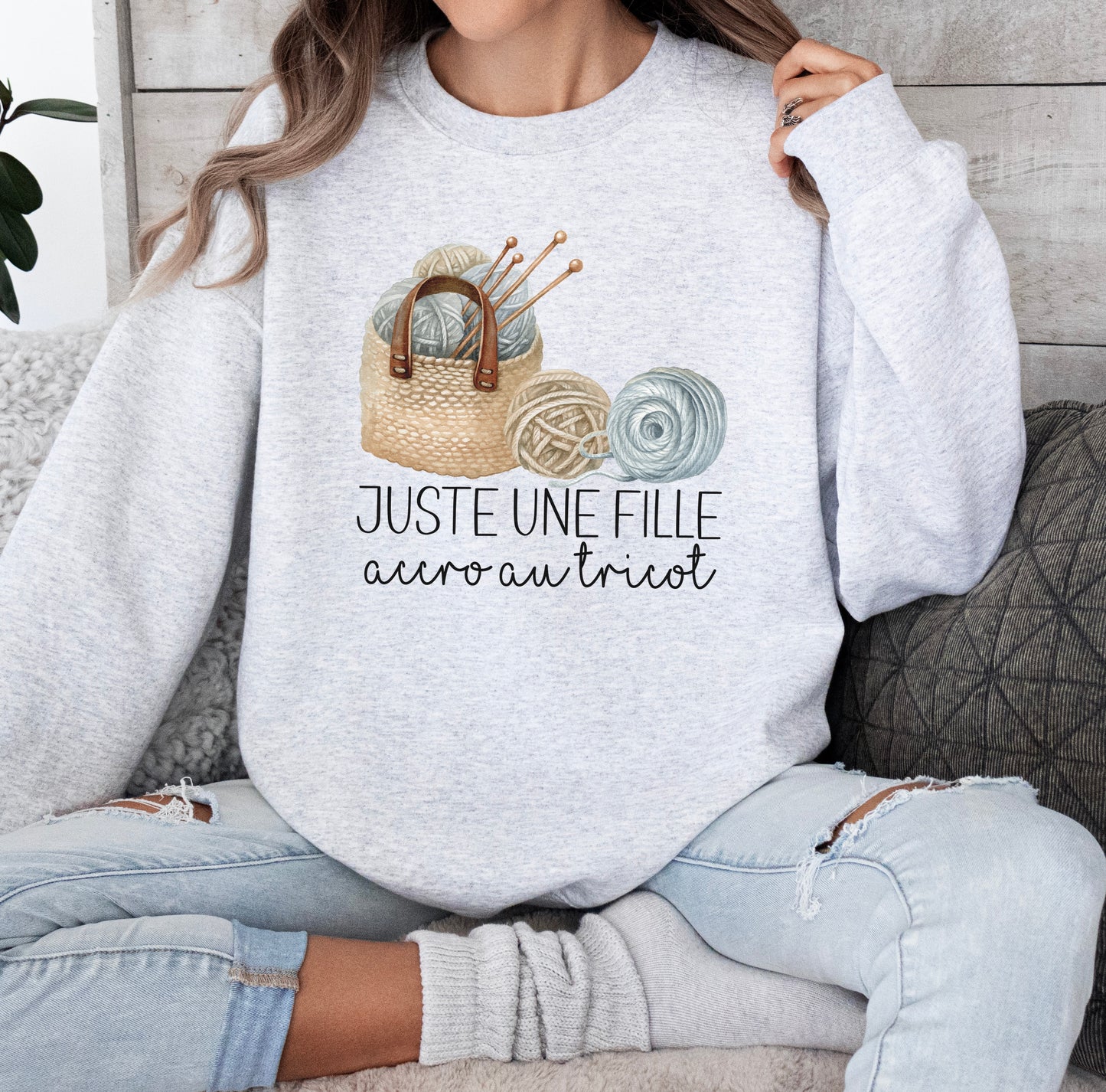 Juste Une Fille Accro Au Tricot Crewneck