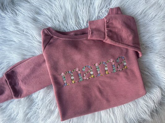 READY TO SHIP SMALL Mama Floral Embroidery Crewneck
