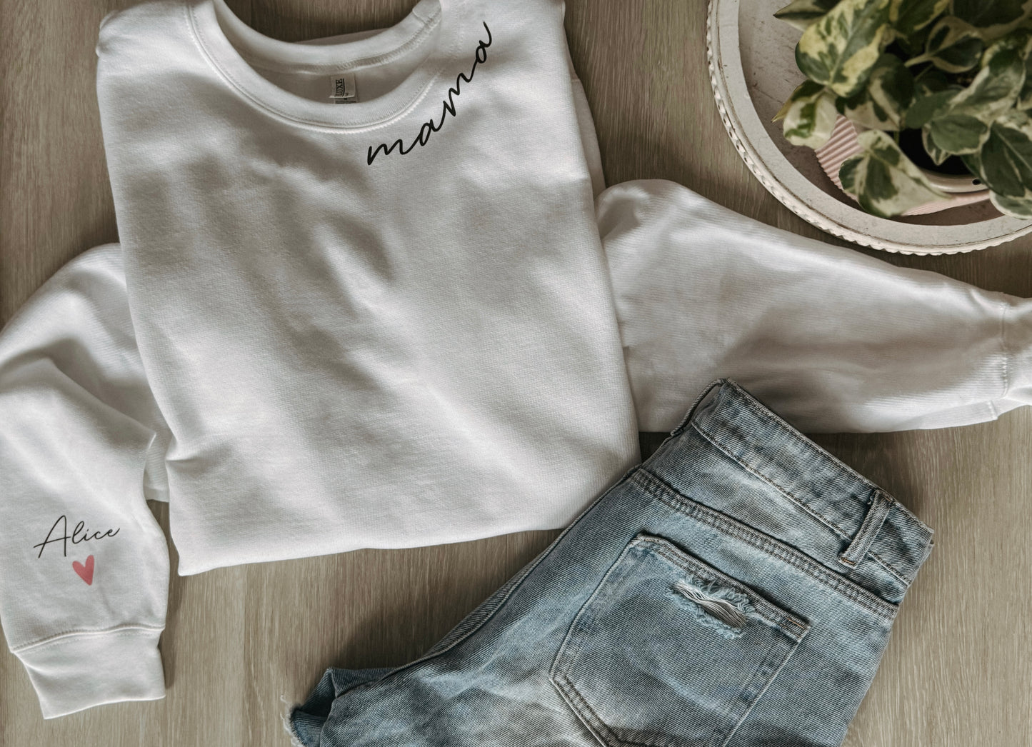 Mama/Mommy With Names on Sleeve Crewneck