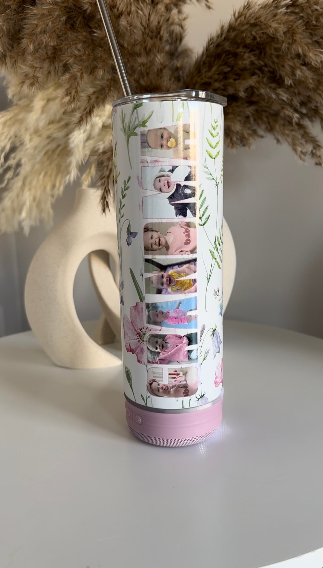 Personalized Floral Photo Tumbler