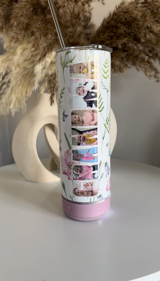Personalized Floral Photo Tumbler