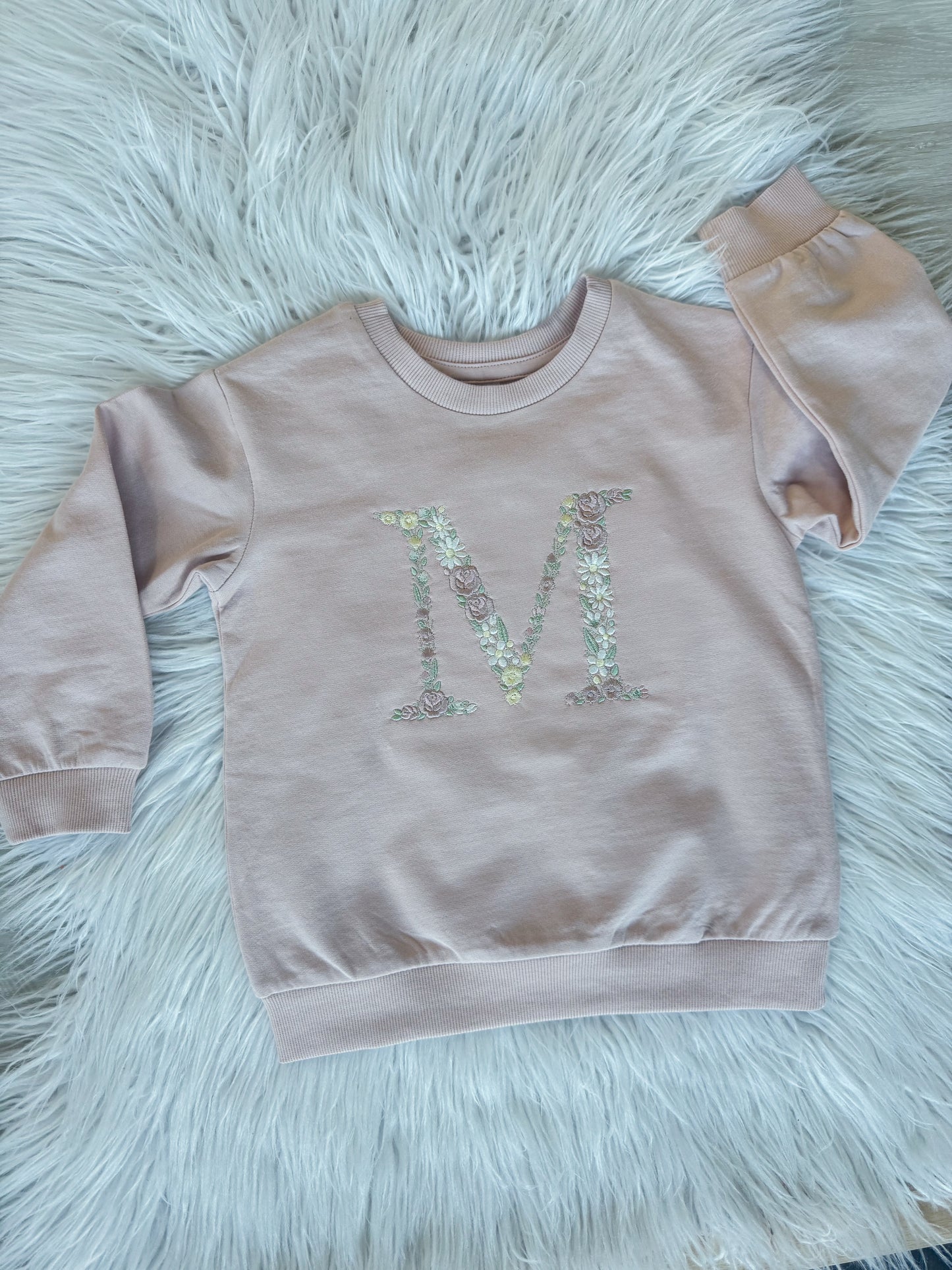 Coton Ouaté Initiale Florale Bébé/Tout-petit Broderie