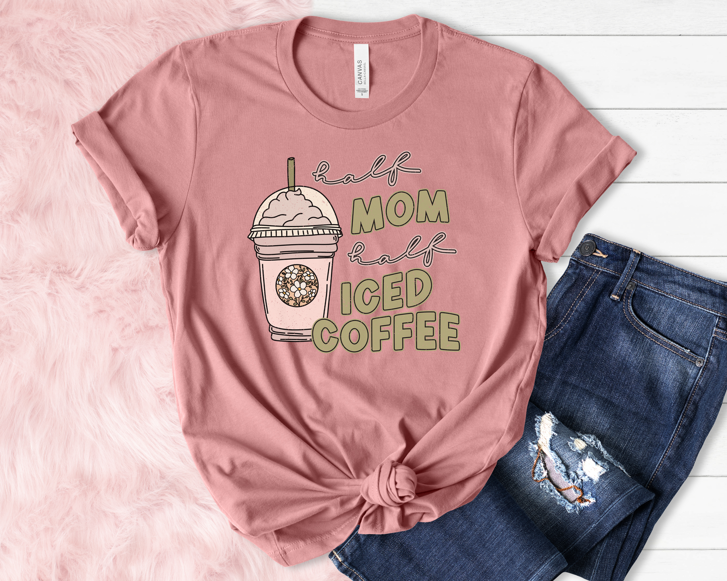 Half Mom Half Iced Coffee T-Shirt
