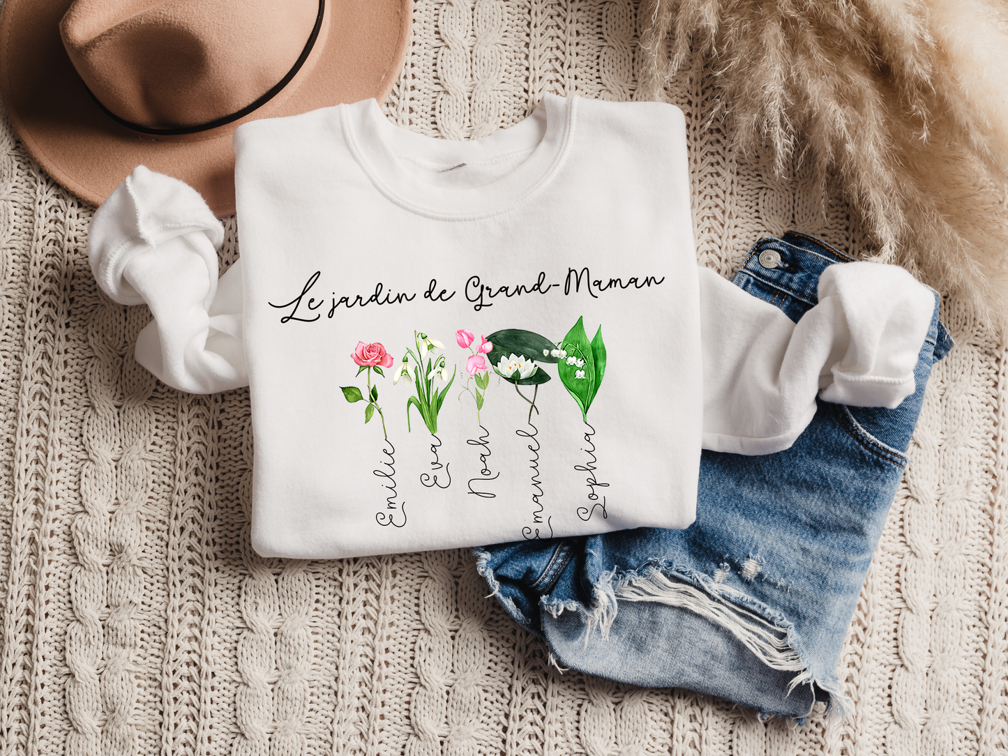 Le Jardin De Maman/Mamie/Grand-Maman Fleurs de Naissances Crewneck
