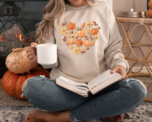 READY TO SHIP MEDIUM Fall Heart Crewneck