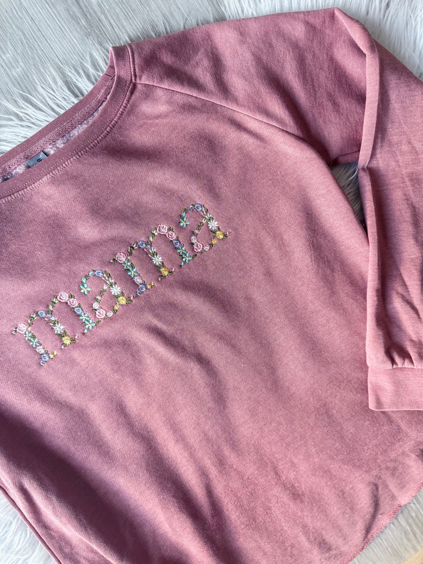 Mama Floral Embroidery Crewneck