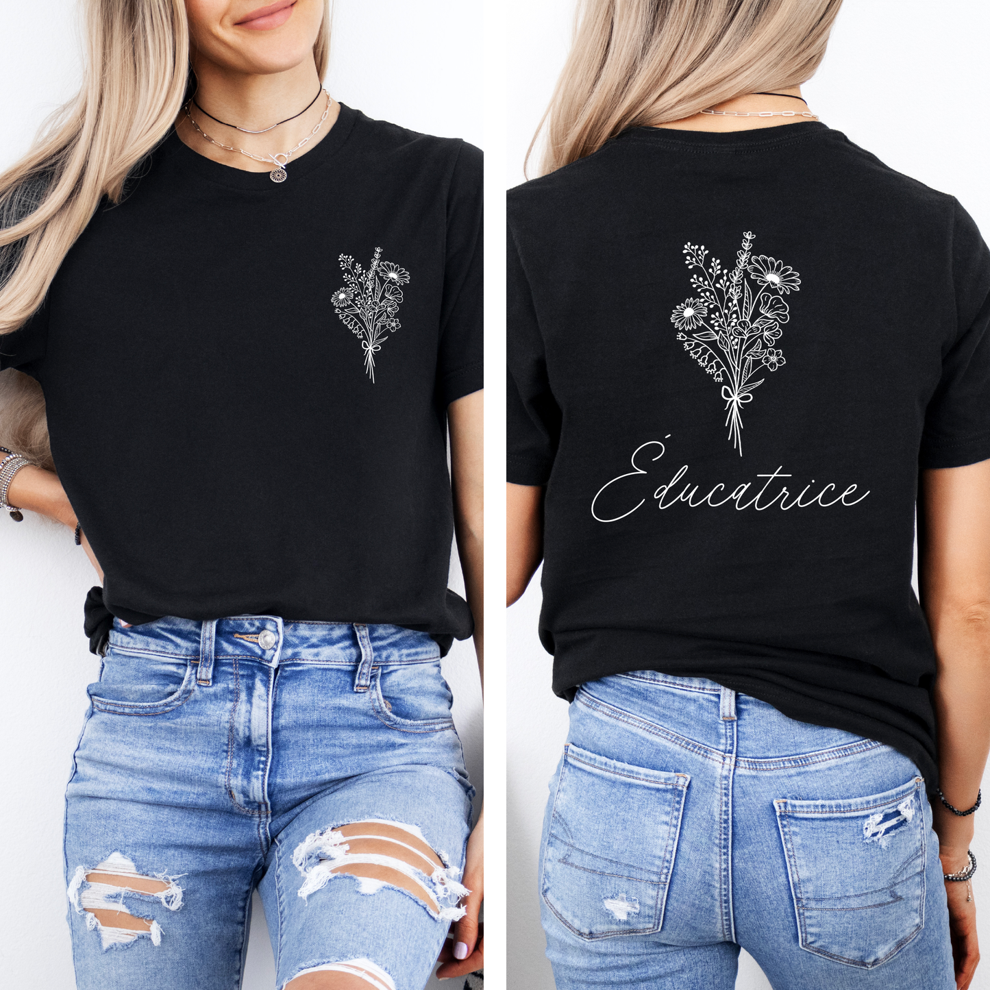 T-Shirt Éducatrice Florale