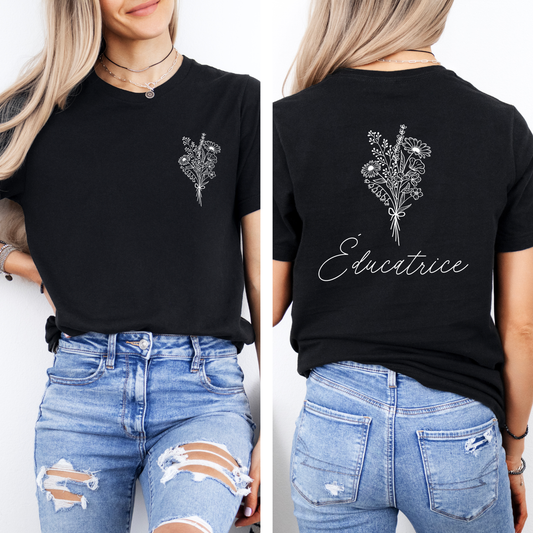 T-Shirt Éducatrice Florale