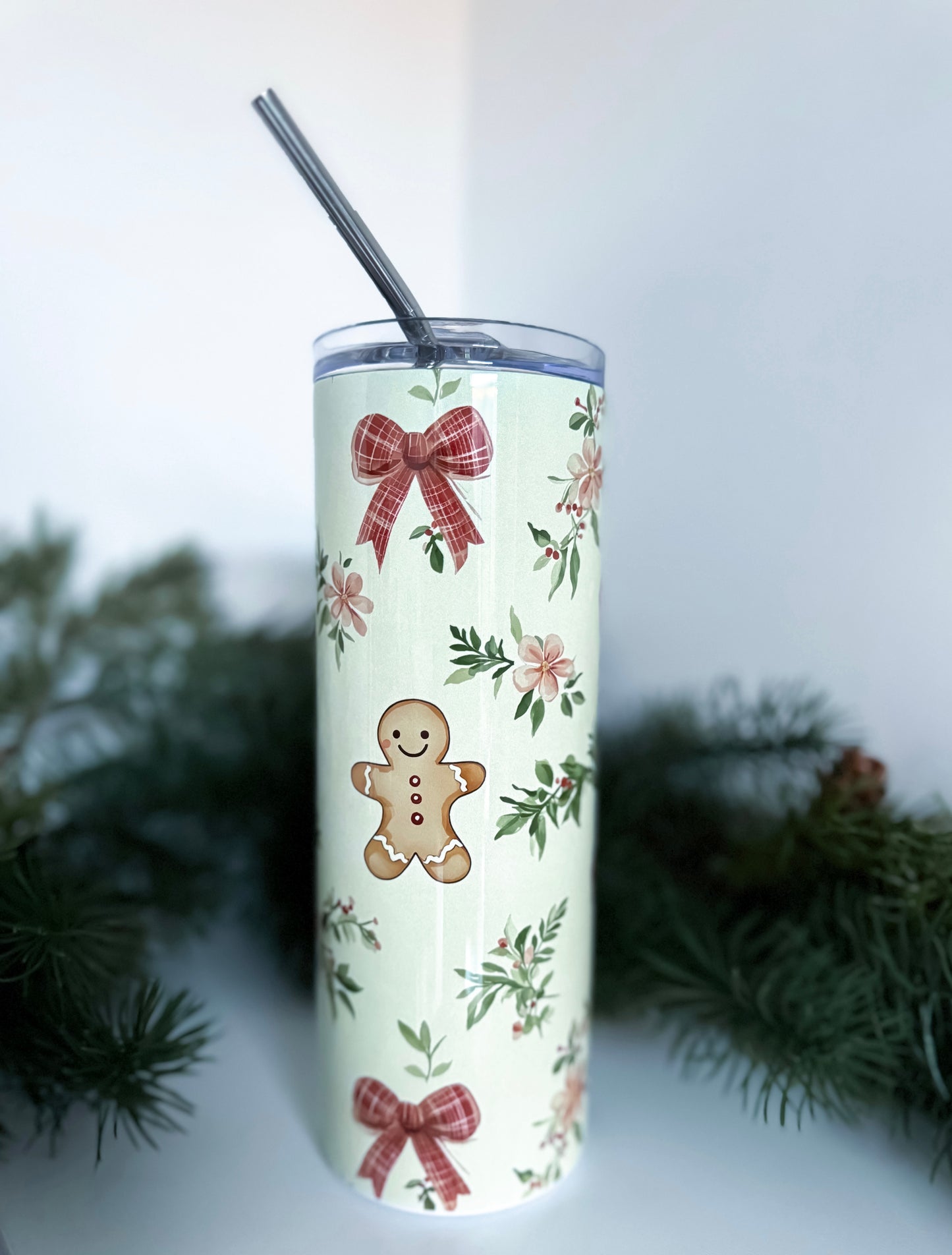 Floral Gingerbread Man Tumbler