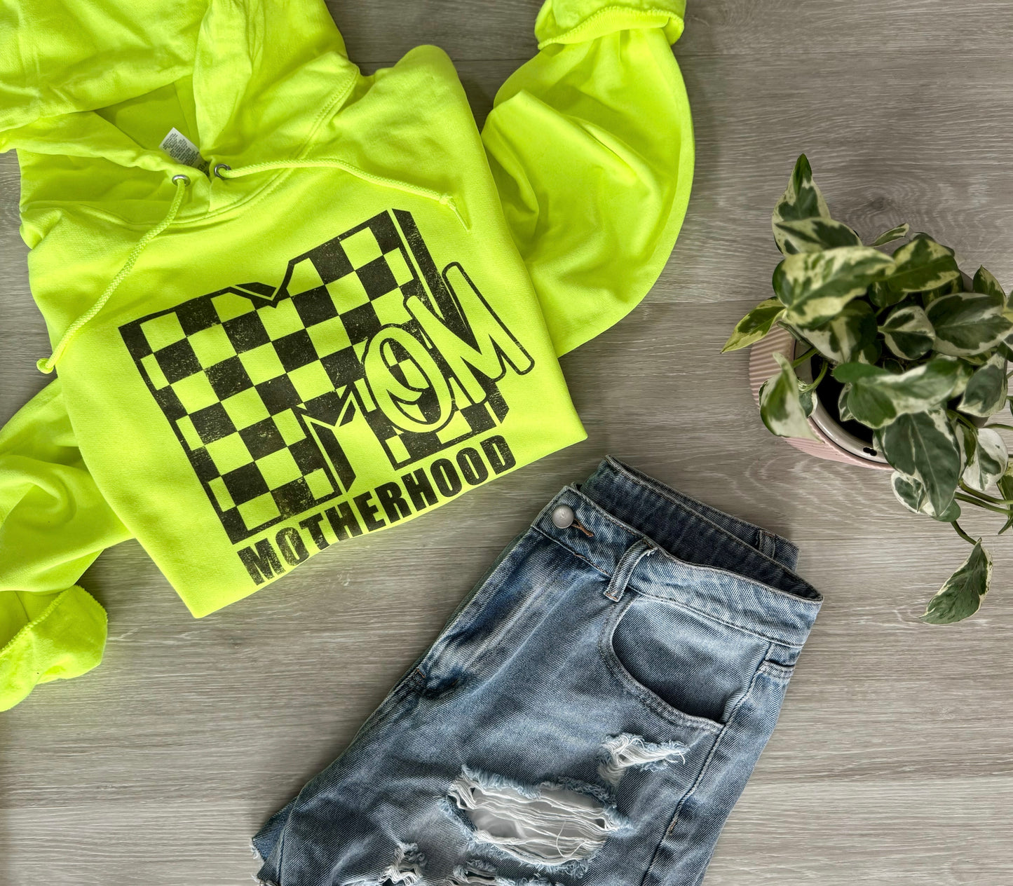 Retro Motherhood Neon Green Hoodie