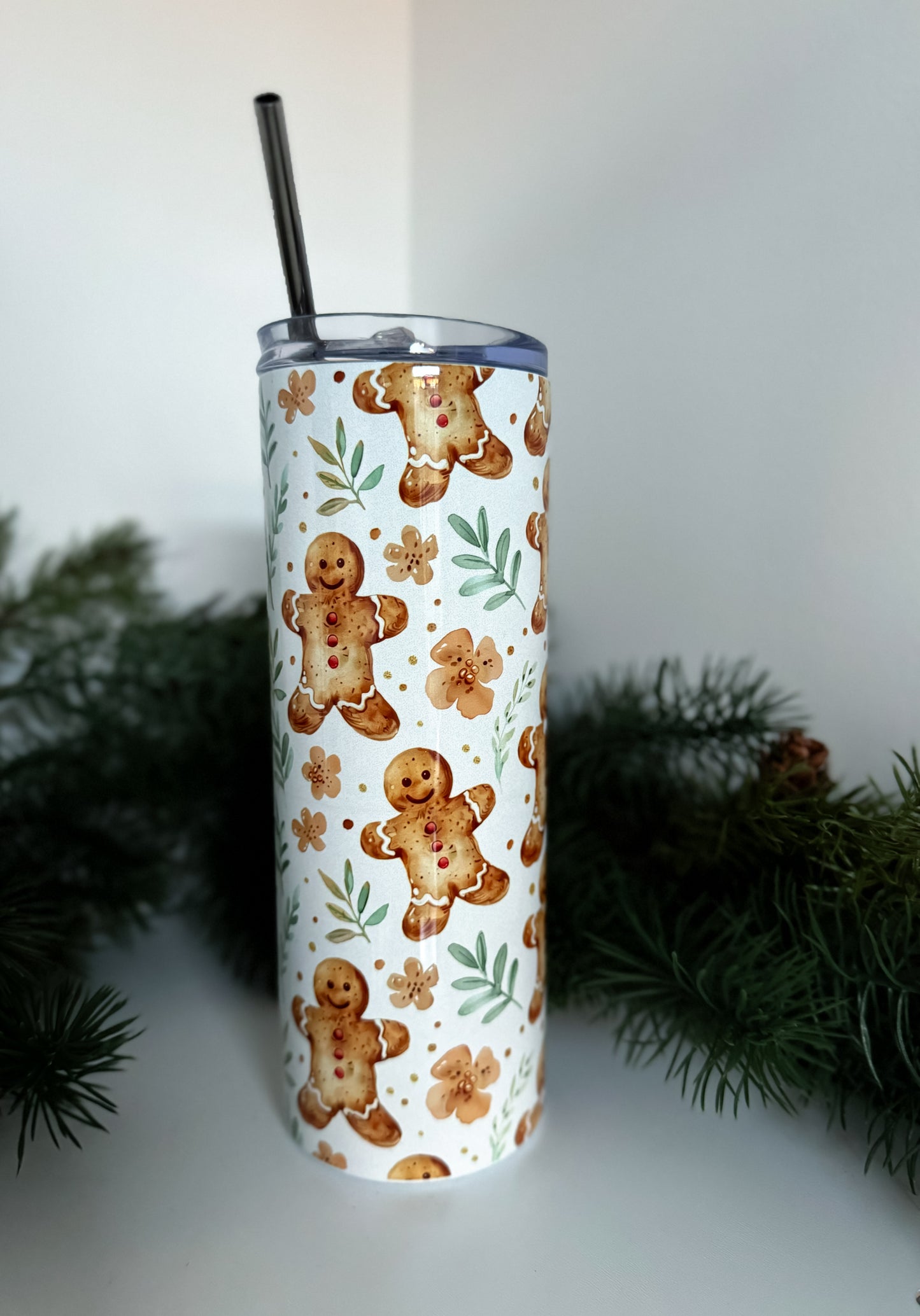 Floral Gingerbread Man Tumbler