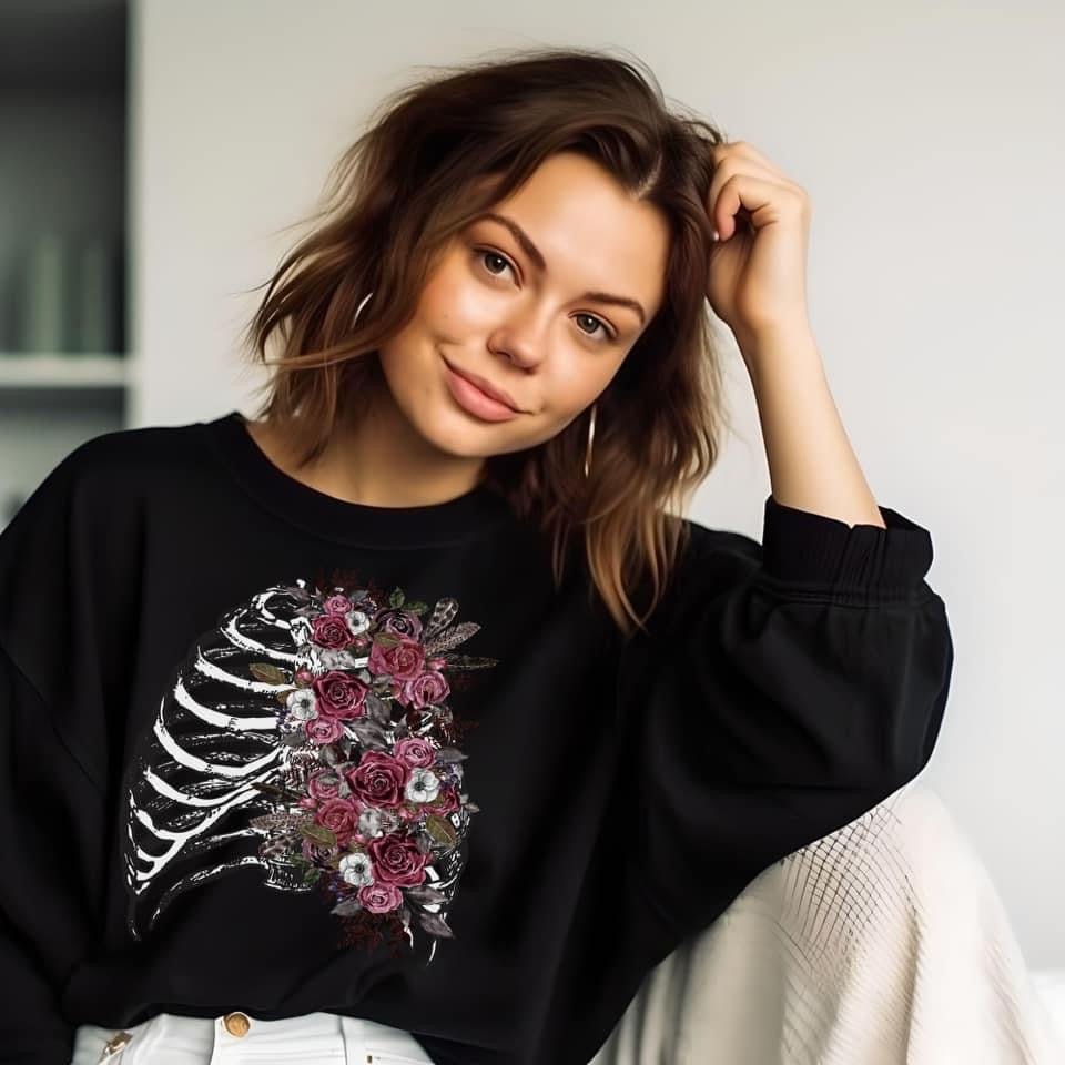 Floral Skeleton Crewneck