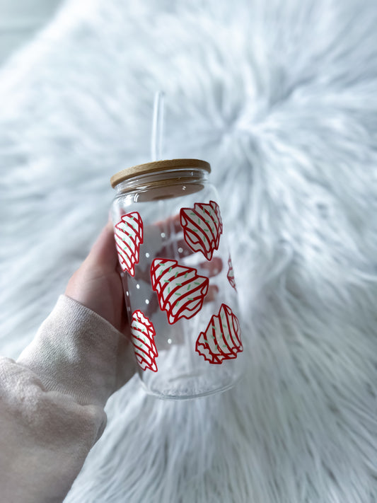 Verre de 16 oz avec Couvercle en Bambou Gâteaux d'arbre de Noël