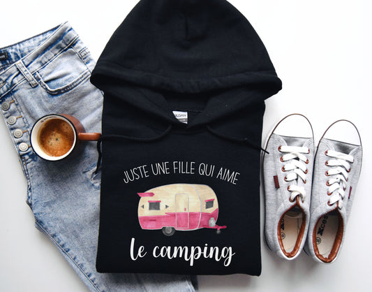 READY TO SHIP SMALL Juste Une Fille Qui Aime Le Camping Hoodie