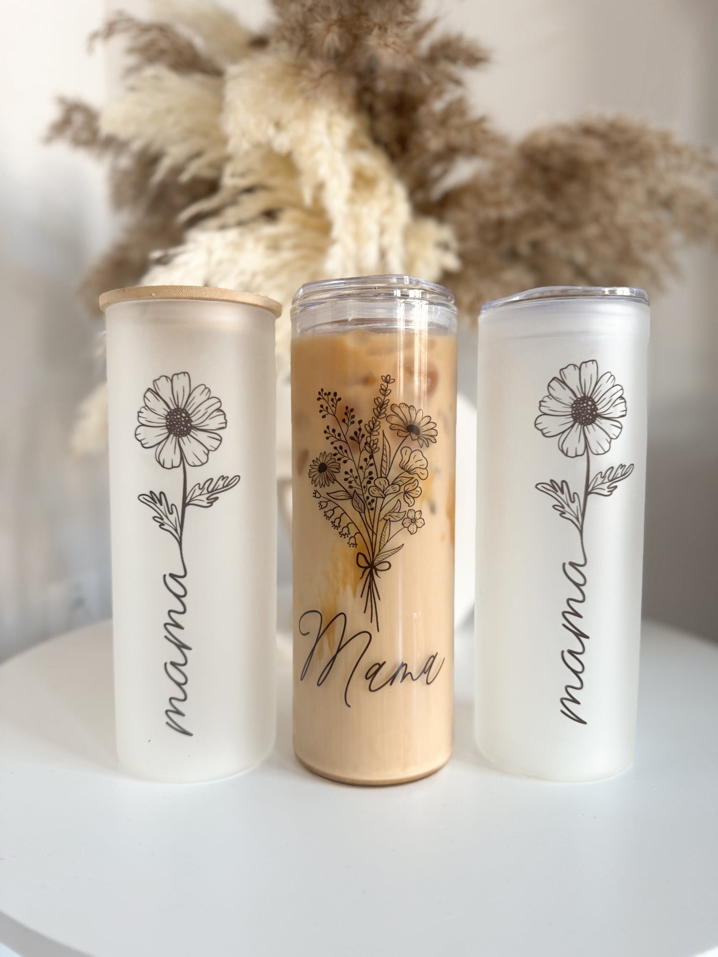 READY TO SHIP Mama Floral Glass Tumbler