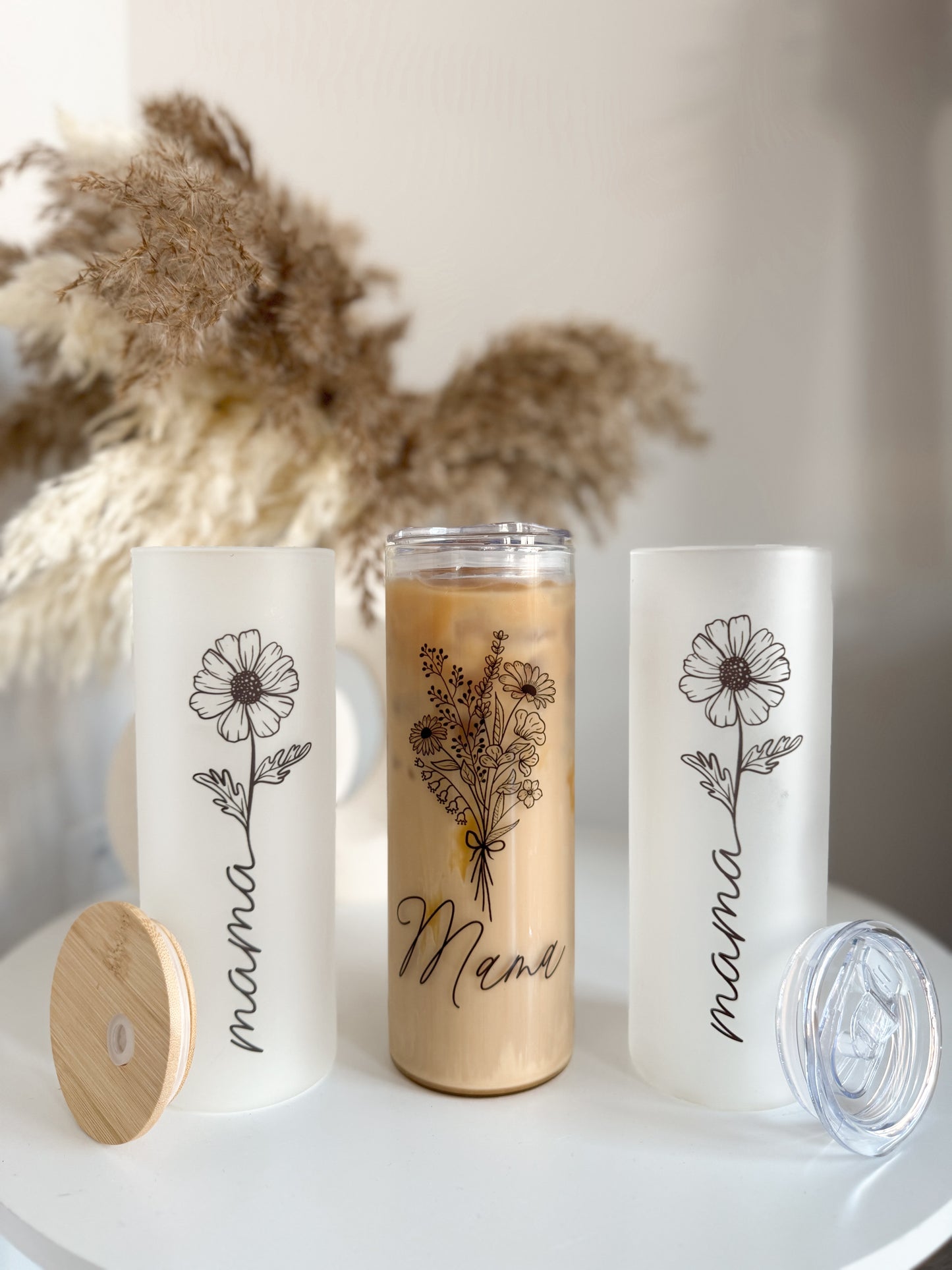 READY TO SHIP Mama Floral Glass Tumbler