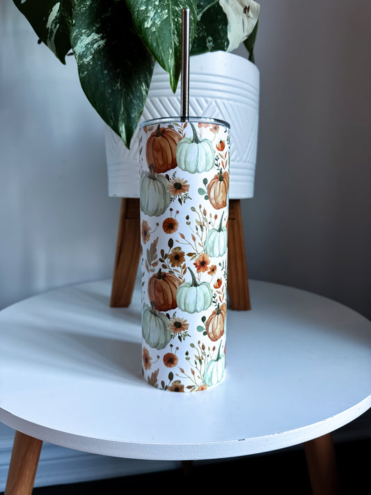 READY TO SHIP Floral Pumpkin Tumbler