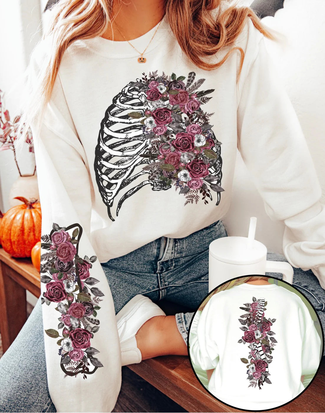 Floral Skeleton Crewneck