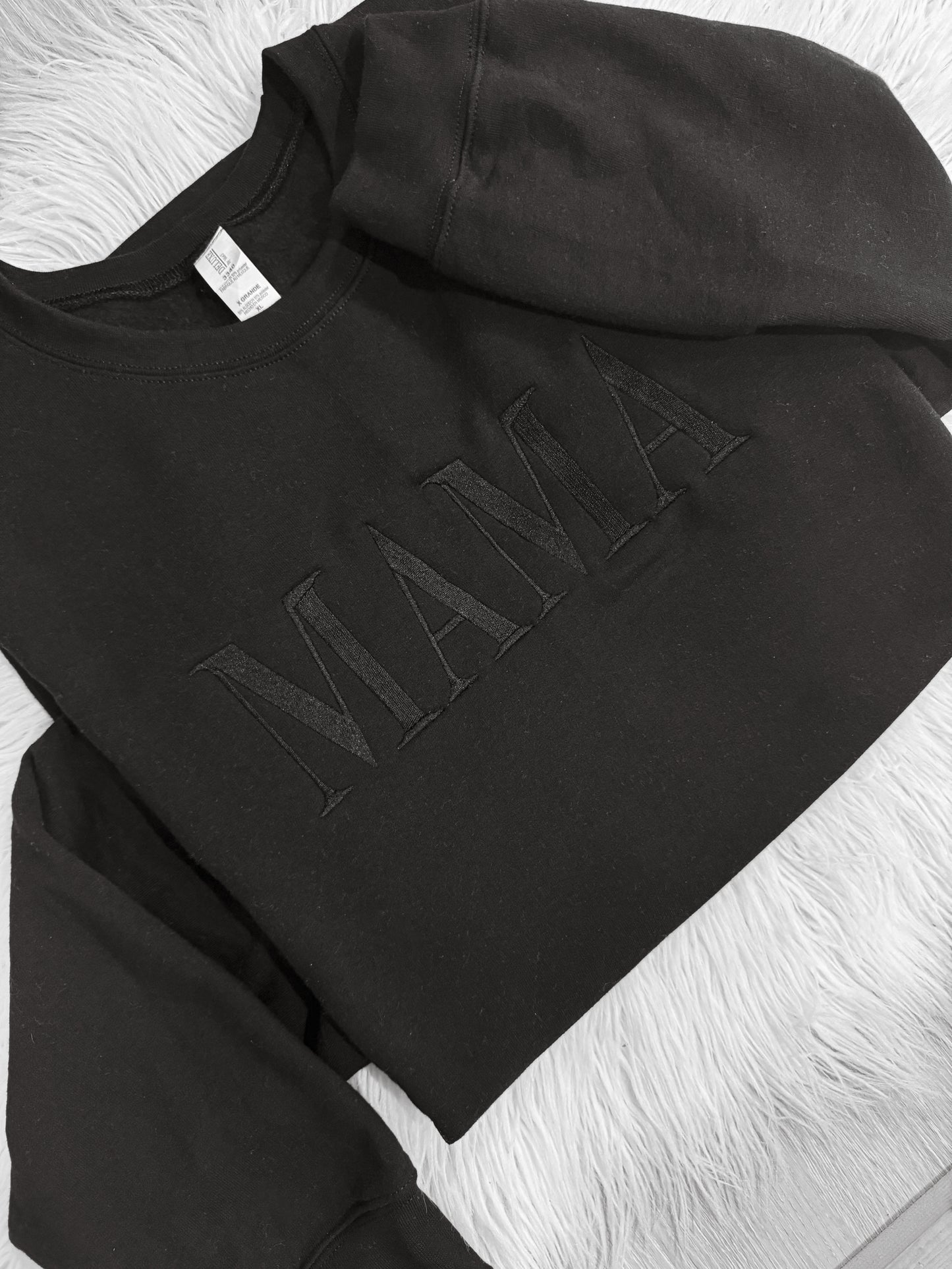 Mama Black On Black Embroidery Crewneck