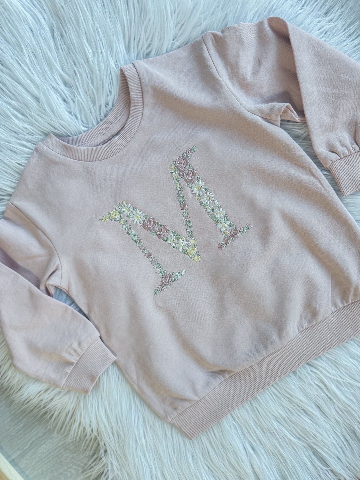 Floral Initial Embroidery Baby/Toddler Crewneck